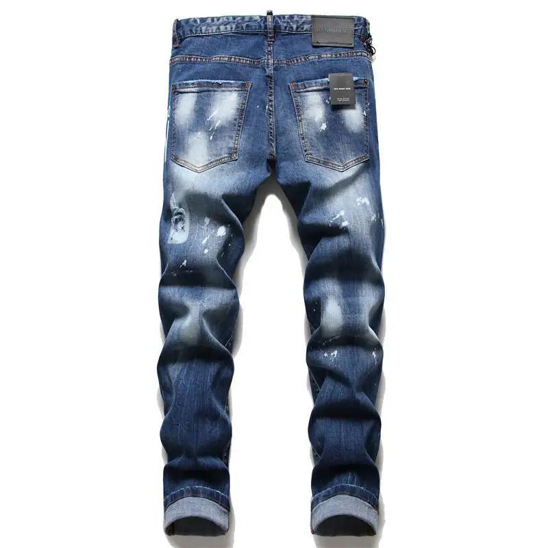 Jean élastique pour hommes, coupe cintrée, avec lettres imprimées, pantalon de mendiant serré, nouve
