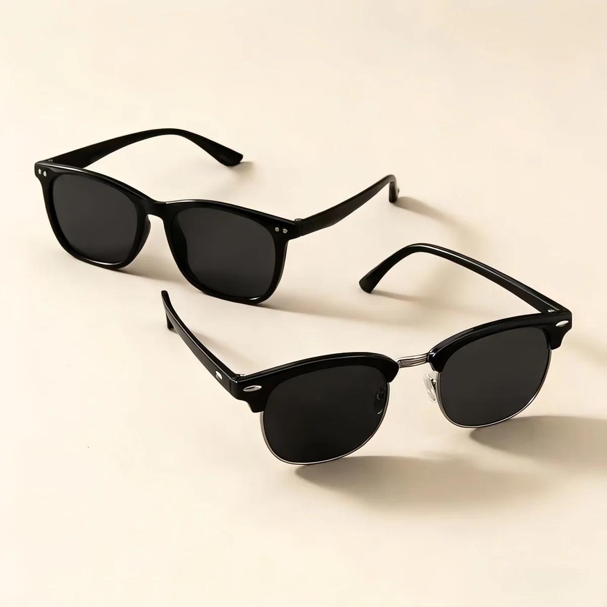 2 paires de lunettes de soleil tendance, style rétro européen et américain, unisexe, classiques, Y2K