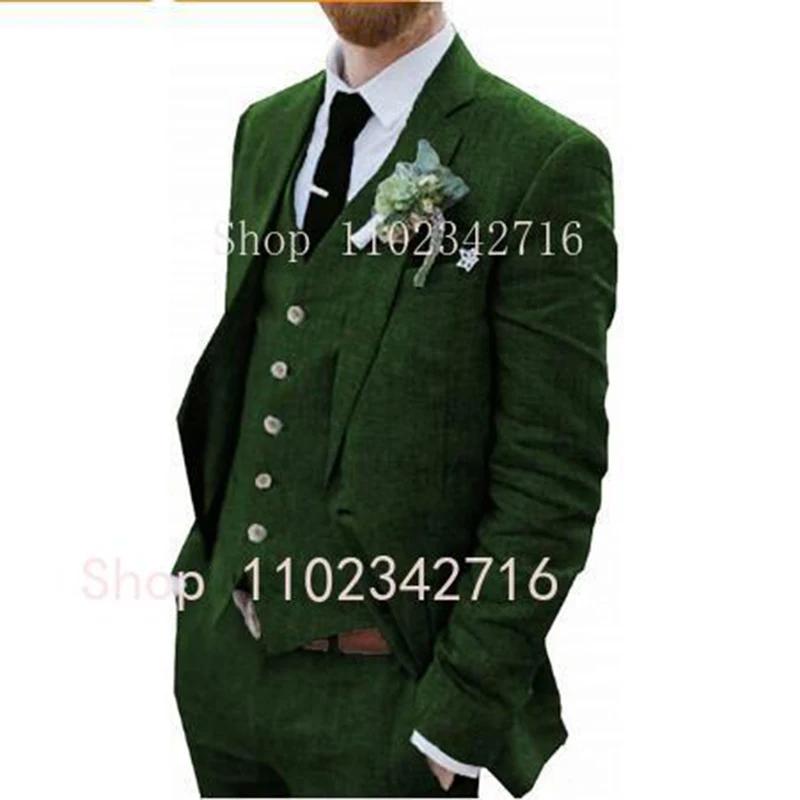 Costume zones me 3 pièces en lin pour hommes, smoking de marié pour mariage, été plage, homme trempé