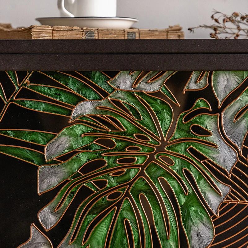 Armoire à vin de rangement en dalle de roche rétro américaine, petit placard vert français, armoire 