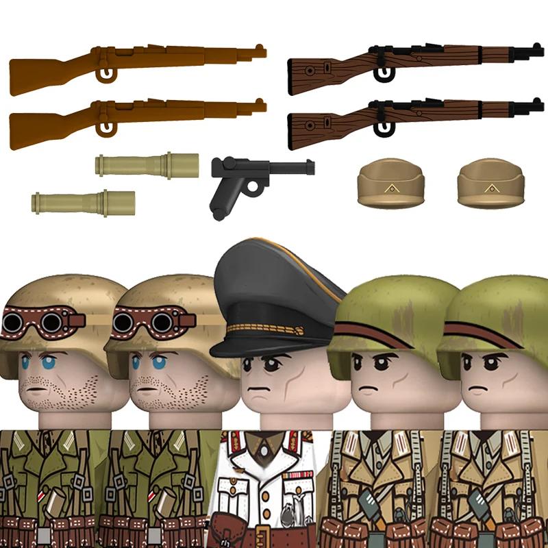 Figurines de soldats d'infanterie militaires de la Seconde Guerre mondiale, blocs de construction, R