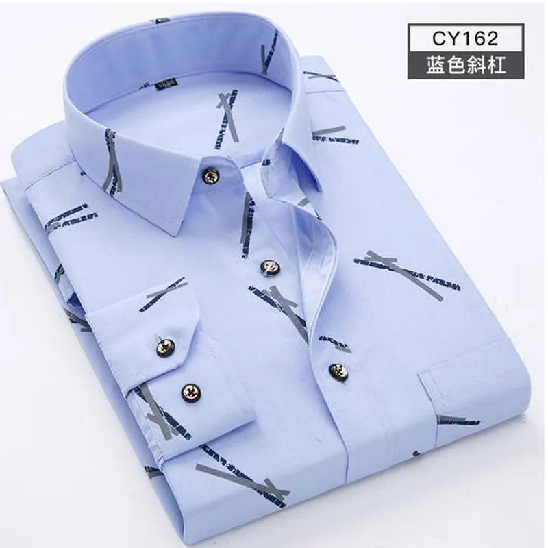 Nouvelle chemise pour hommes à manches longues mince printemps/été imprimé repassage gratuit affaire