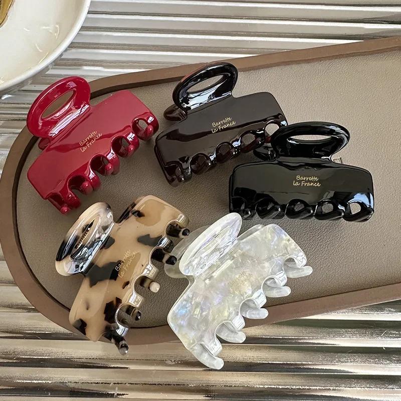 Pinces à cheveux rouges en acétate de 5.5cm de Long, pour filles et femmes, accessoires pour cheveux