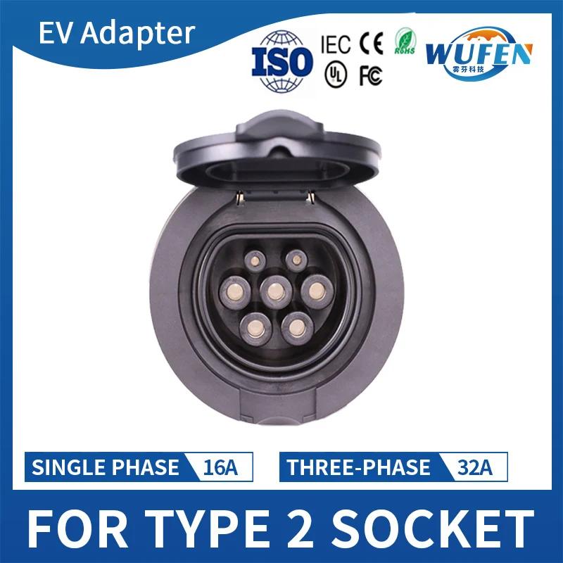 WUFEN Type 2 connecteur de prise femelle prise CE IEC 62196-2 32A 3P 22KW 4 points fixe AC EV charge