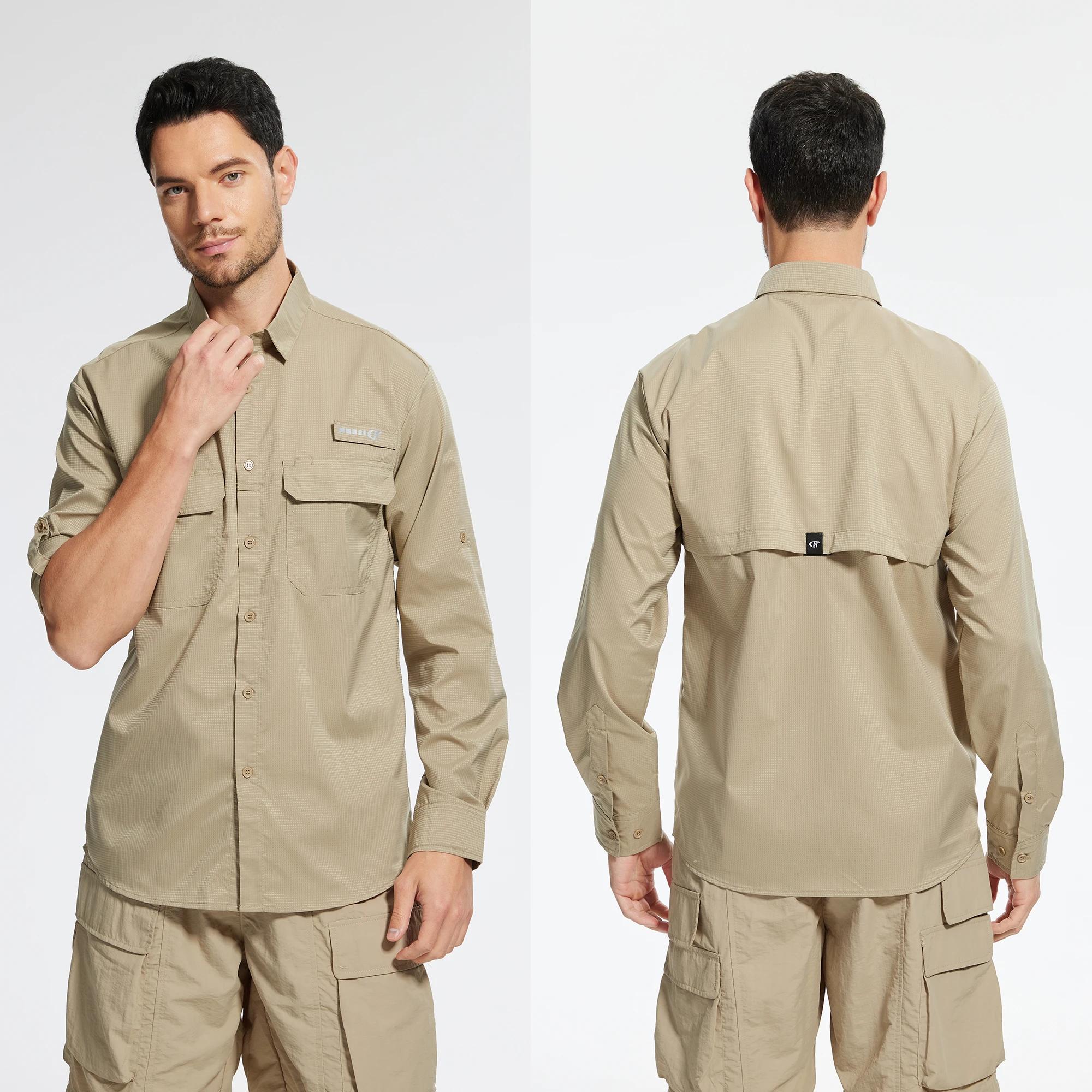Chemises de pêche pour hommes UPF 50+ à manches longues/courtes, chemise décontractée à boutons avec