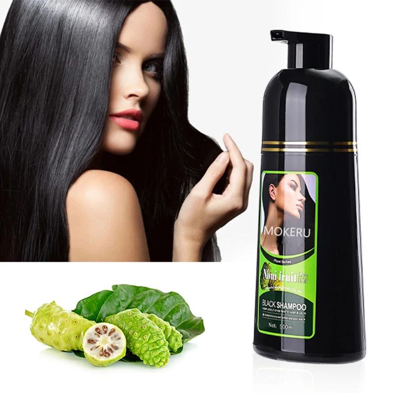 Mokeru-Shampooing à base de plantes et fruits Noni, embaurapide magique pour cheveux noirs en contin