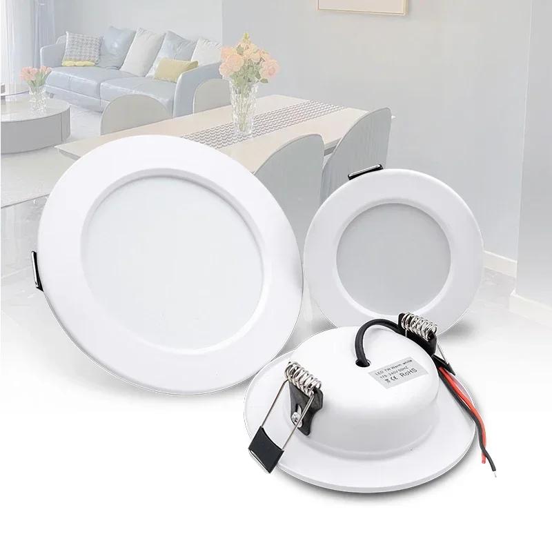 Lot de 10 spots LED encastrables blancs 5W 9W 12W 15W 18W, plafonnier LED rond DC 12V 24V AC 110V 22