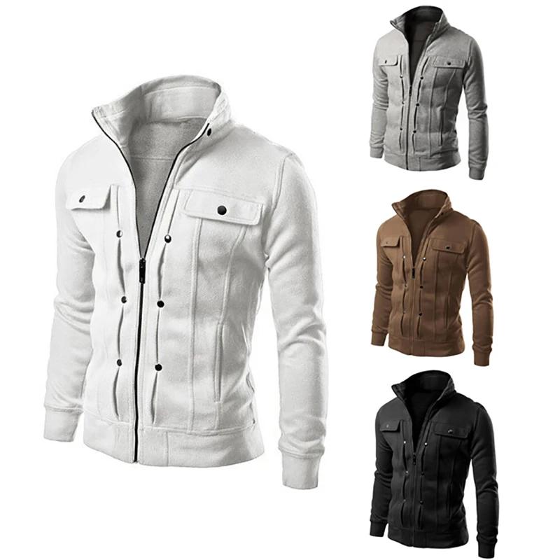 Nouveaux hommes vestes décontractée col montant sweat-shirt à glissière printemps automne Cardigan v