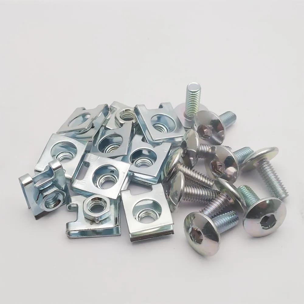 Lot de 10 boulons de vis de couvercle en plastique argenté M6 pour moto, Scooter, ATV, cyclomoteur, 