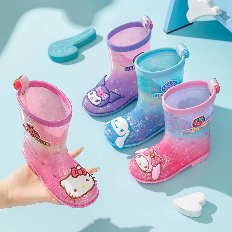 Bottes de pluie pour filles Kuromi Kitty, nouvelle collection Sanrio 2026, chaussures antidérapantes