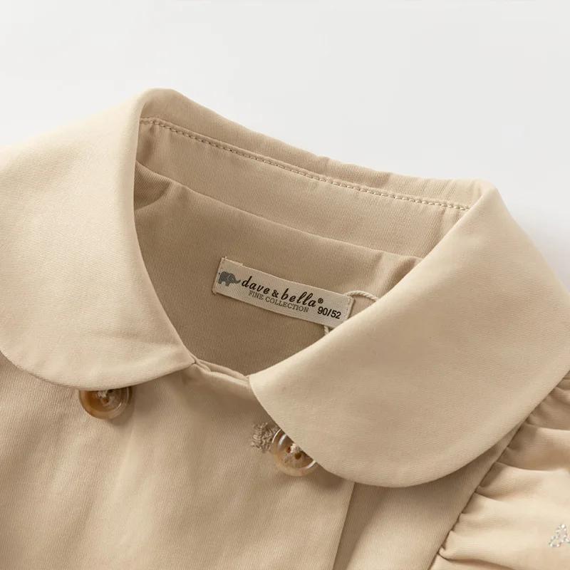 Dave Bella veste pour enfants automne printemps Trench manteaux pour adolescentes doux haut kaki vêt