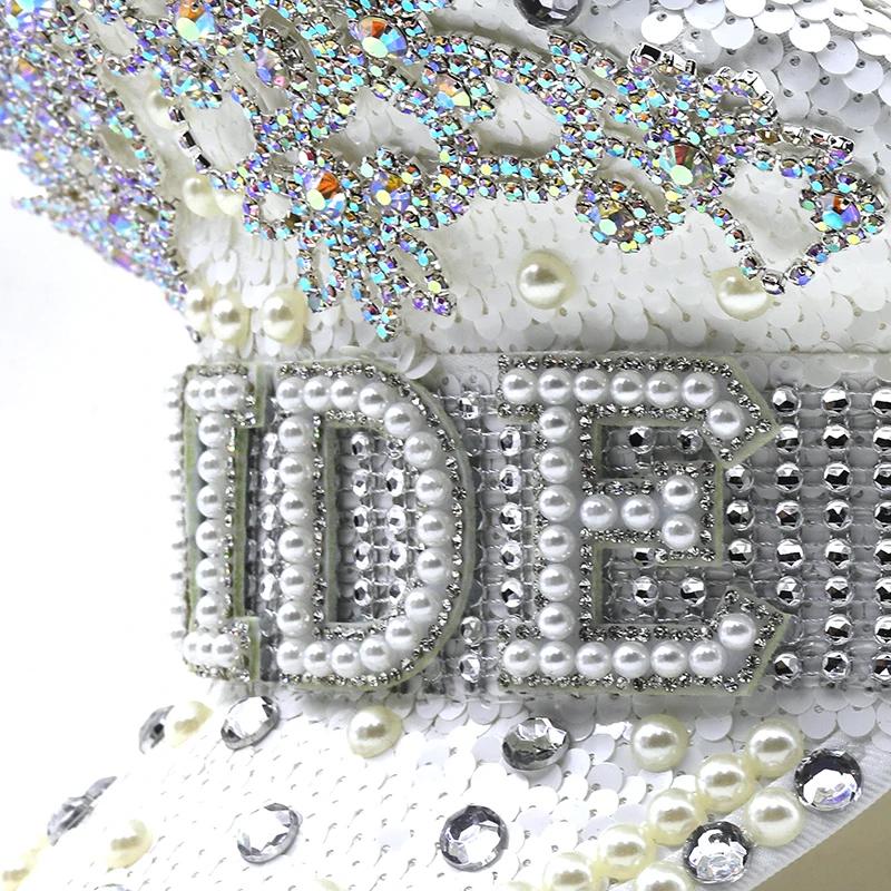 Chapeau militaire de luxe pour femmes, chapeau de luxe à paillettes brûlantes, capitaine sergent, st