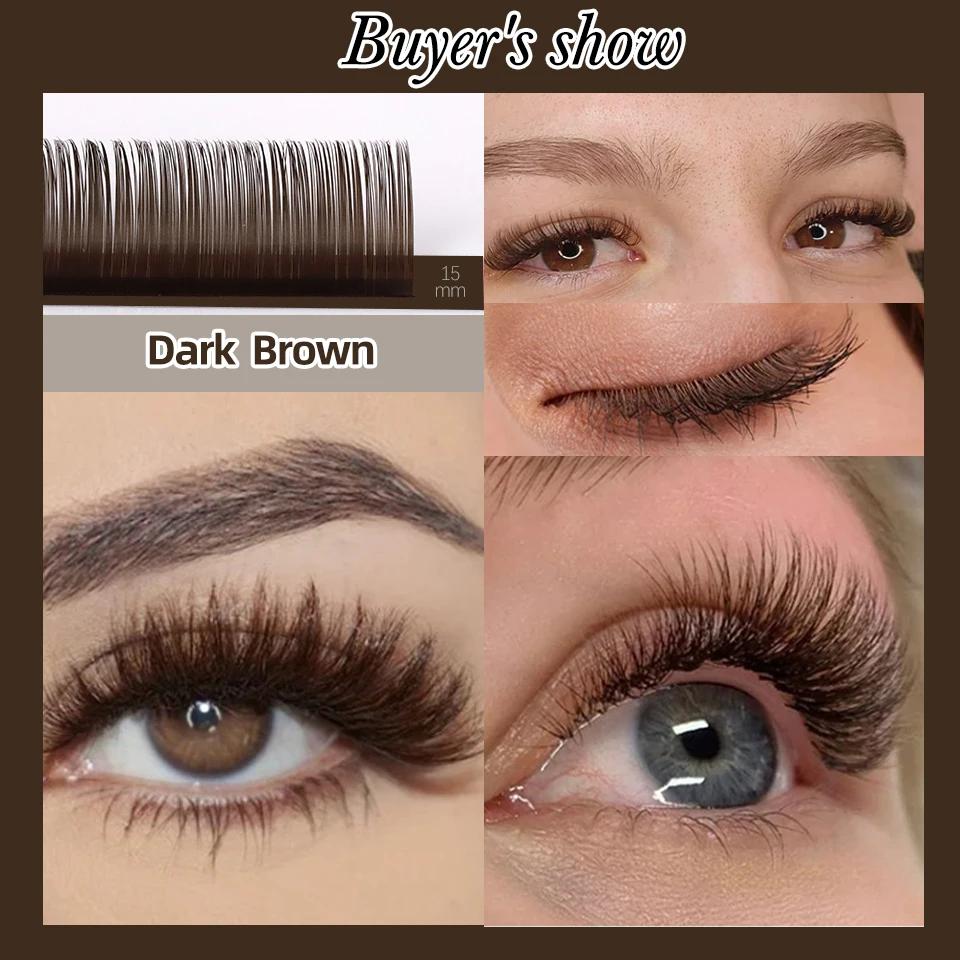 AGUUD 32 rangées couleur chocolat marron cils Premium couleur Caramel vison individuel cachemire Vol