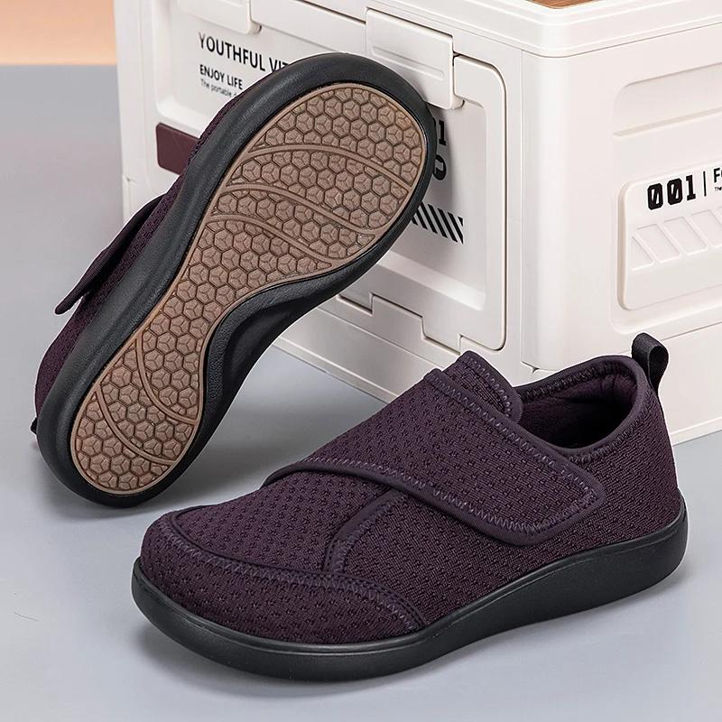 Chaussures ouvertes pour personnes âgées, chaussures pour diabétiques réglables, pieds gonflés, larg