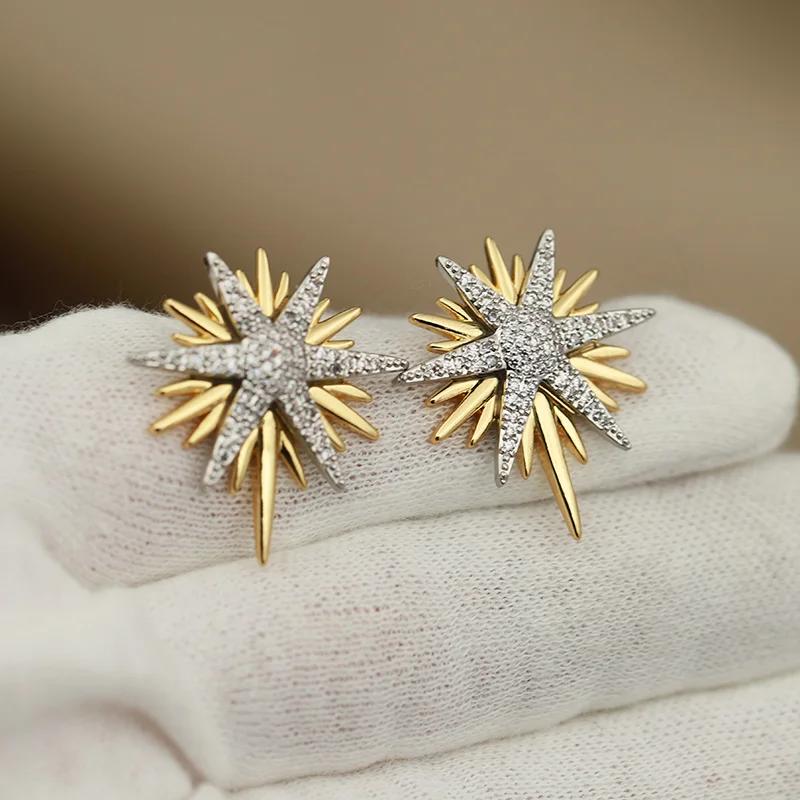 Boucles d'oreilles étoile en zircone pour femmes, nouveau Design de vue, marque de mode, fleur en cr