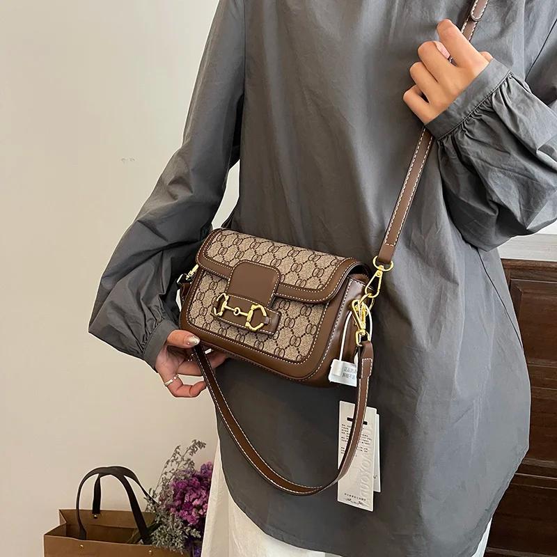 Sac bandoulière vintage imprimé Horsebit pour femme, collection Printemps 2026 - Petit sac à bandoul