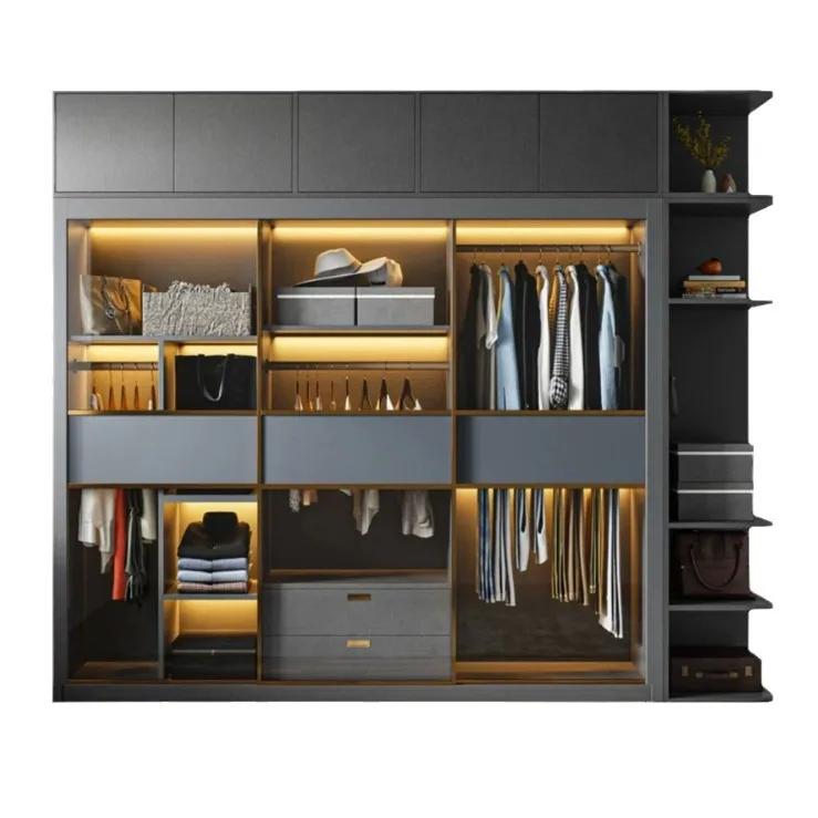 Armoire nordique légère de luxe, porte coulissante, porte en verre, chambre à coucher, porte couliss
