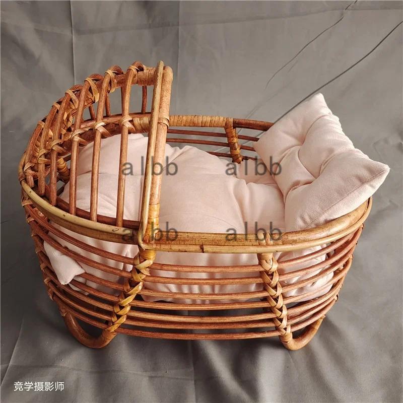 Accessoires de photographie pour nouveau-nés, chaise en bambou Vintage faite à la main, lit pour béb