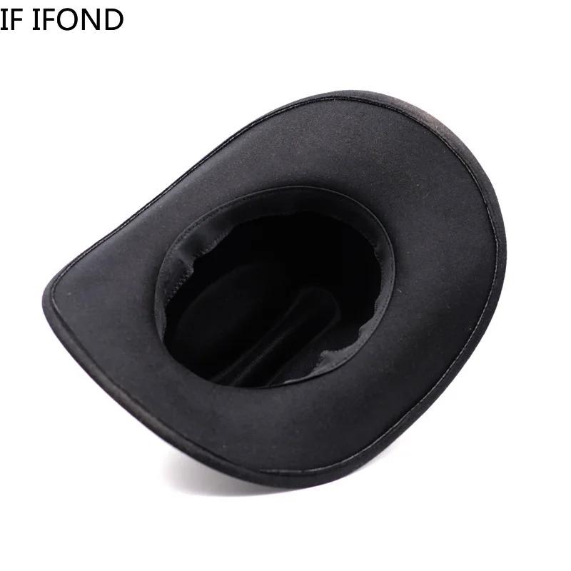 Chapeau de Cowboy occidental Vintage pour hommes, Cowgirl de Jazz avec Cloche en cuir à large bord, 