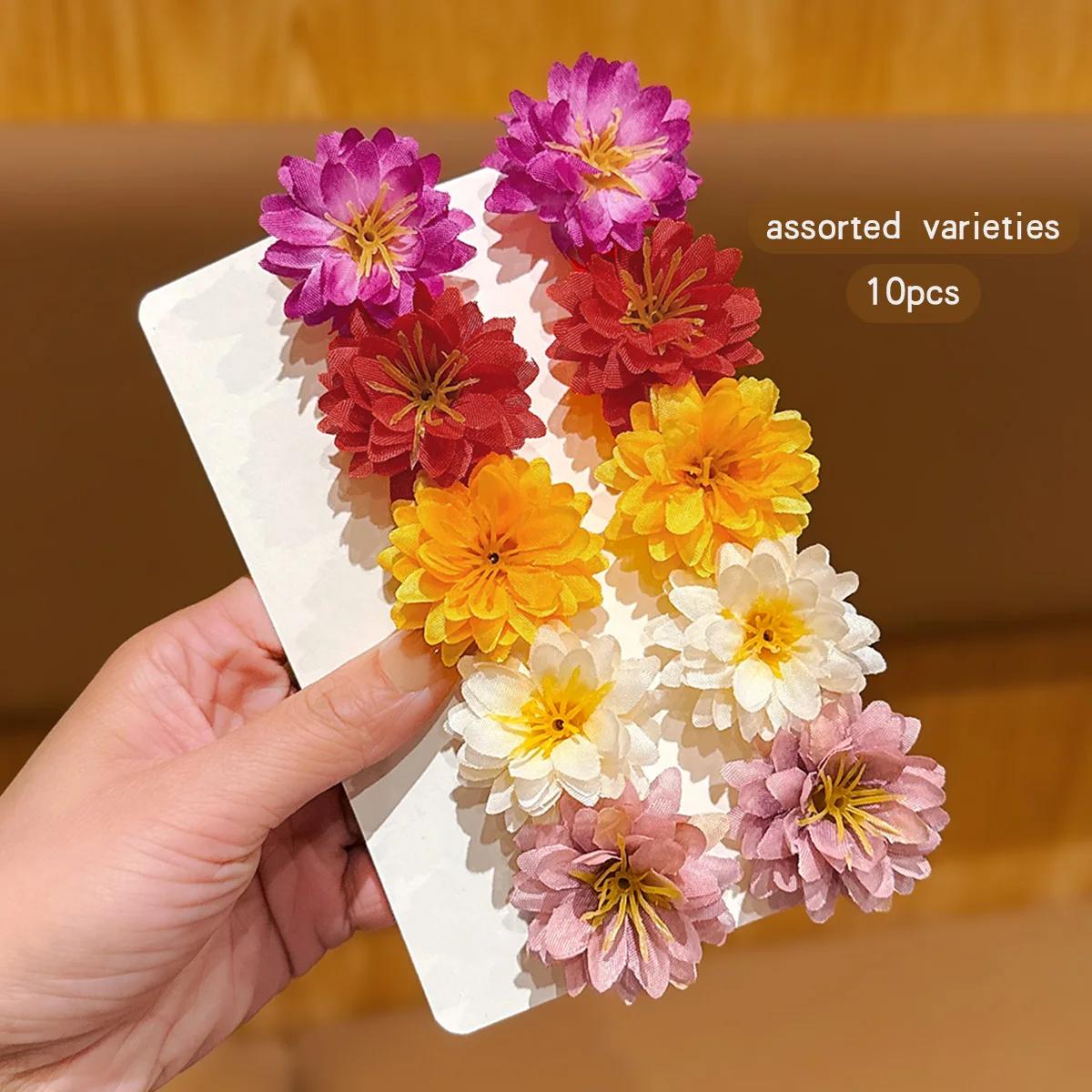 10 pinces à cheveux à fleurs aléatoires colorées pour un usage quotidien comme accessoires pour chev