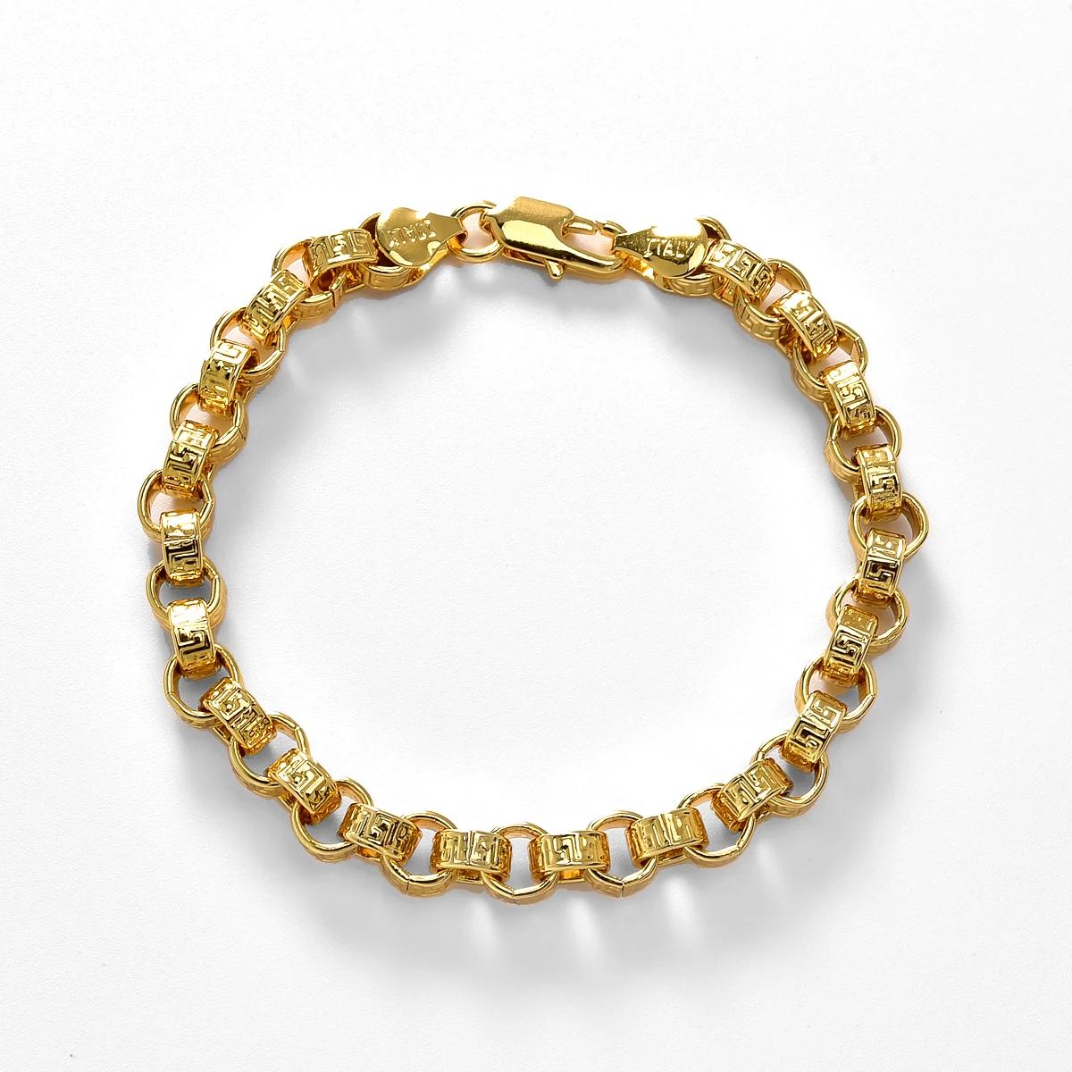 Bracelet plaqué or 18 carats Italie 750 Bracelet en forme tressée en cuivre Hip-Hop Quotidien Hommes