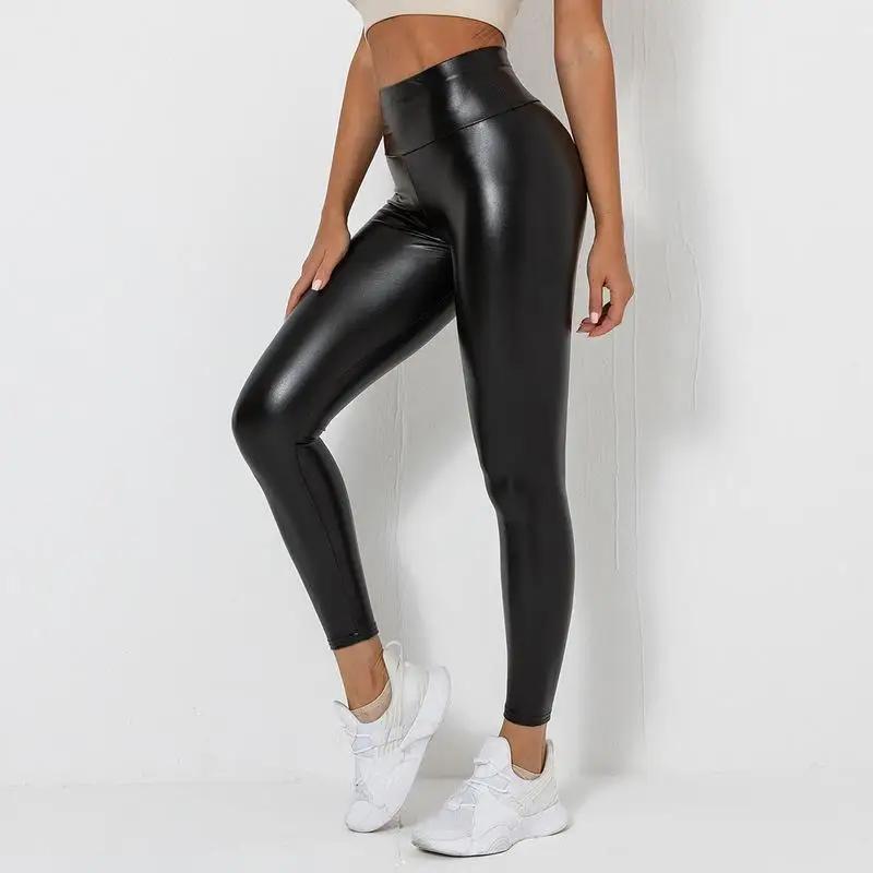Leggings en cuir PU pour femmes, pantalons sexy, hanches push-up, pantalons crayon, taille haute ser