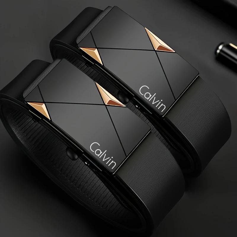 Ceinture élégante en cuir PU pour hommes – Ceintures à la mode pour la vie quotidienne, les loisirs,