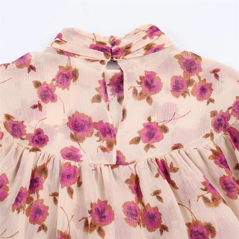 Chemisier Femme 2026 Nouvelle Collection Vintage Tendance Printemps Imprimé Superposé Décoratif Chic