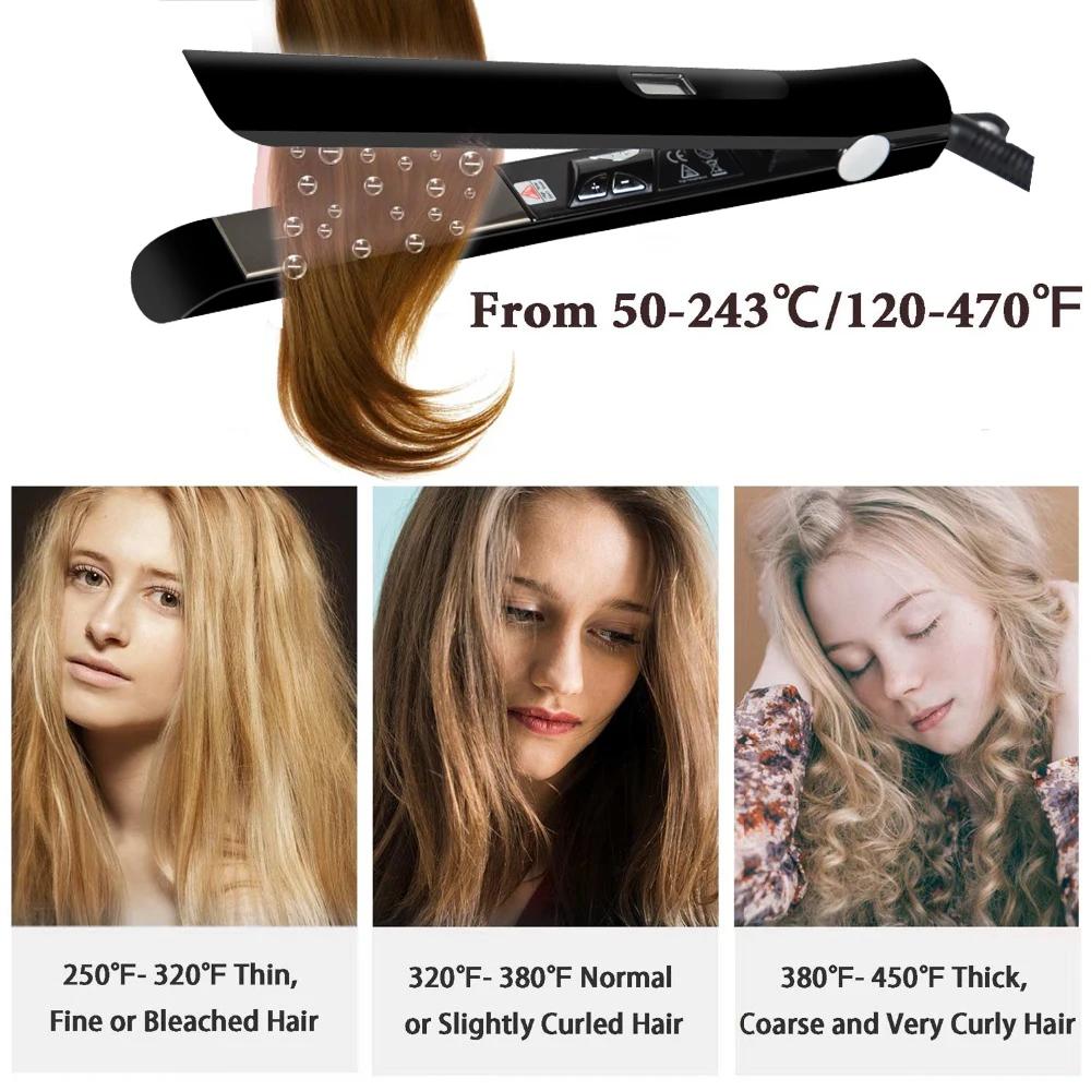 Lisseur de cheveux professionnel traitement de la kératine plaque de titane de fer plat 470 ℉   Fer 
