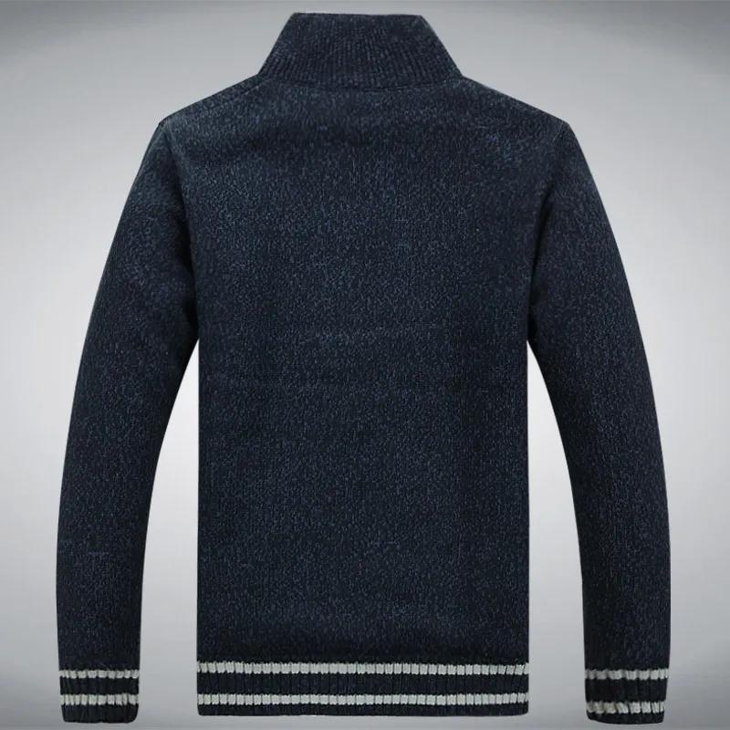 Polaire chaud homme pull doublure en laine hiver Cardigan épaissir pardessus décontracté coton noir 