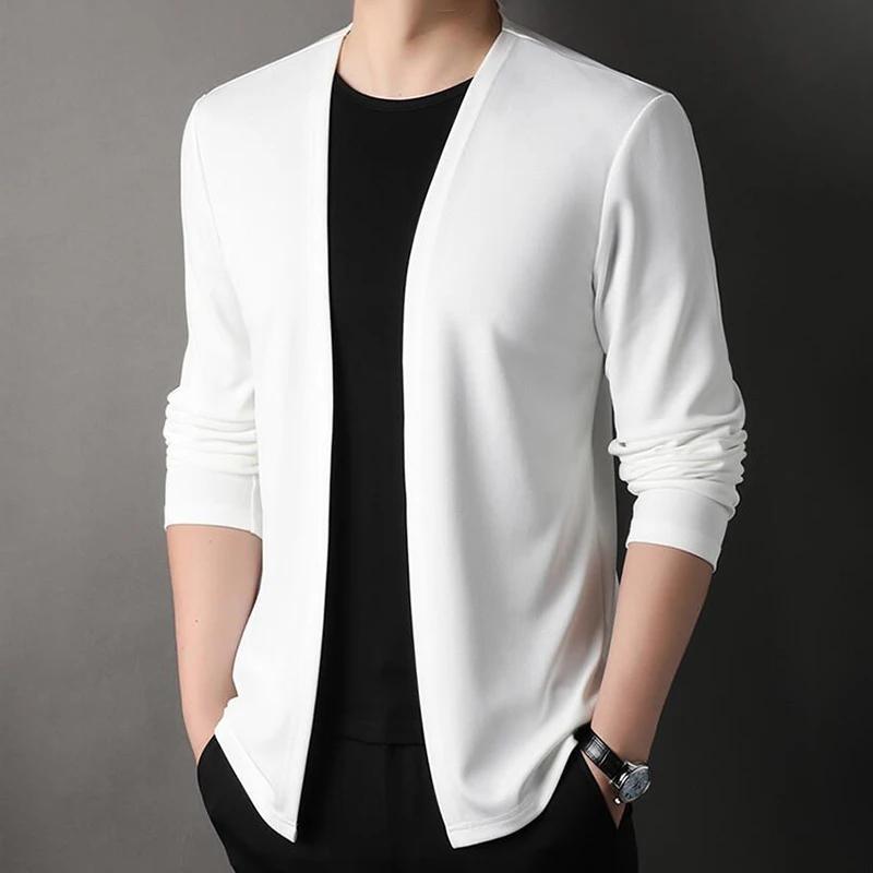 Nouveau Cardigan ajusté pour hommes, vêtements d'extérieur fins de printemps et d'automne, manches l