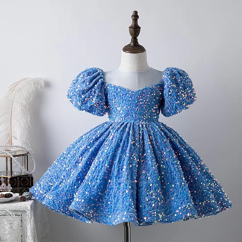 Robe de premier anniversaire pour bébé fille, robe de princesse à manches bouffantes pour filles (âg