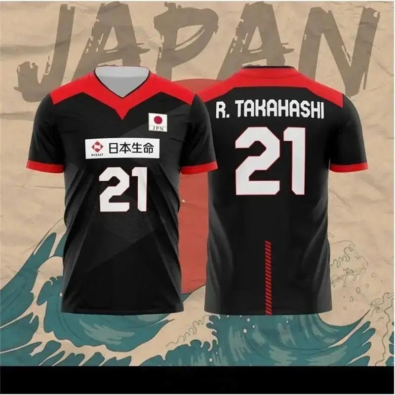 Maillot de volley-ball japonais pour hommes et femmes, vêtements R.Takahashi No.21 Ishikawa No.14, T