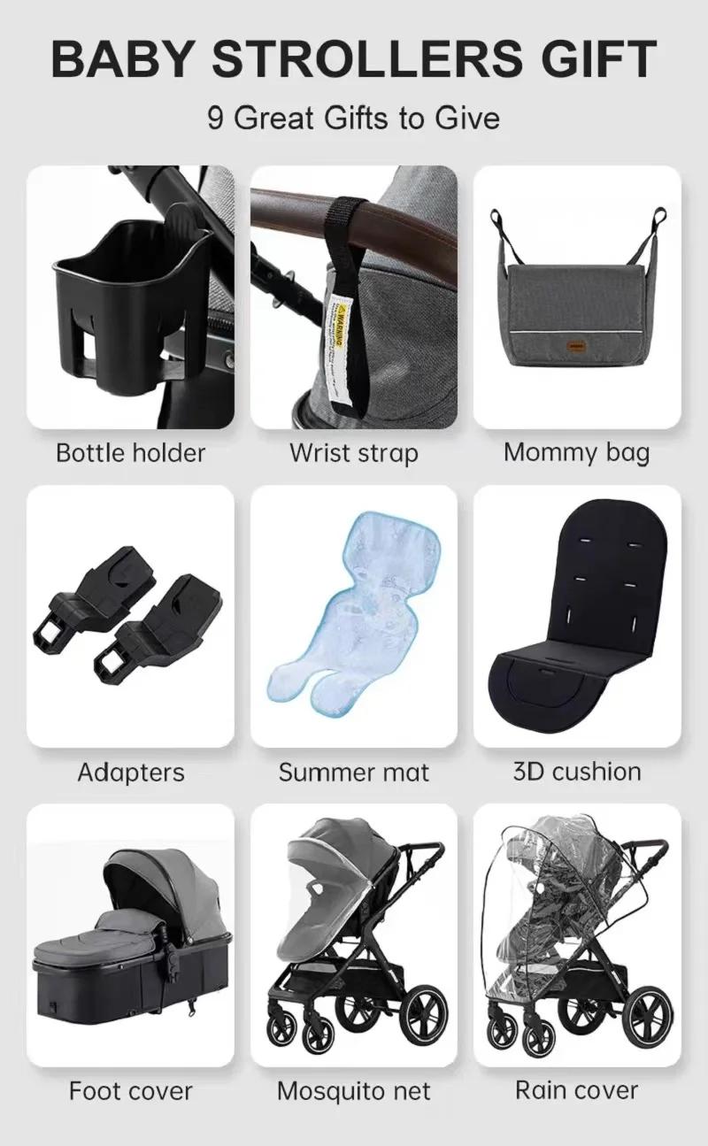 Poussette 3-en-1 pour bébé, adaptée aux enfants de 0 à 3 ans, charge maximale 25 kg, système de voya