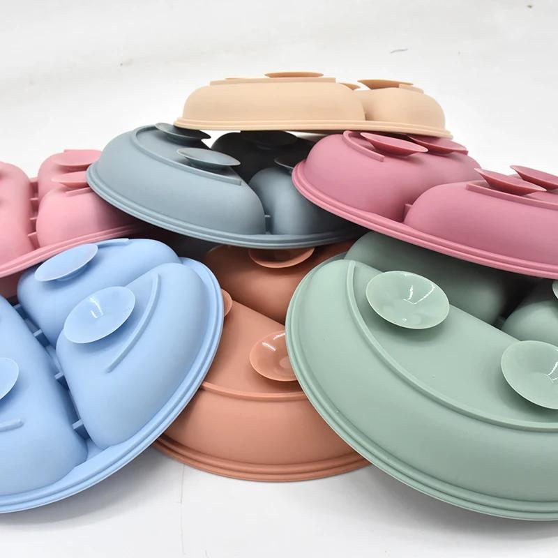 Vaisselle en Silicone souple pour bébé, plat d'alimentation pour enfant, assiette à ventouse, bol cu