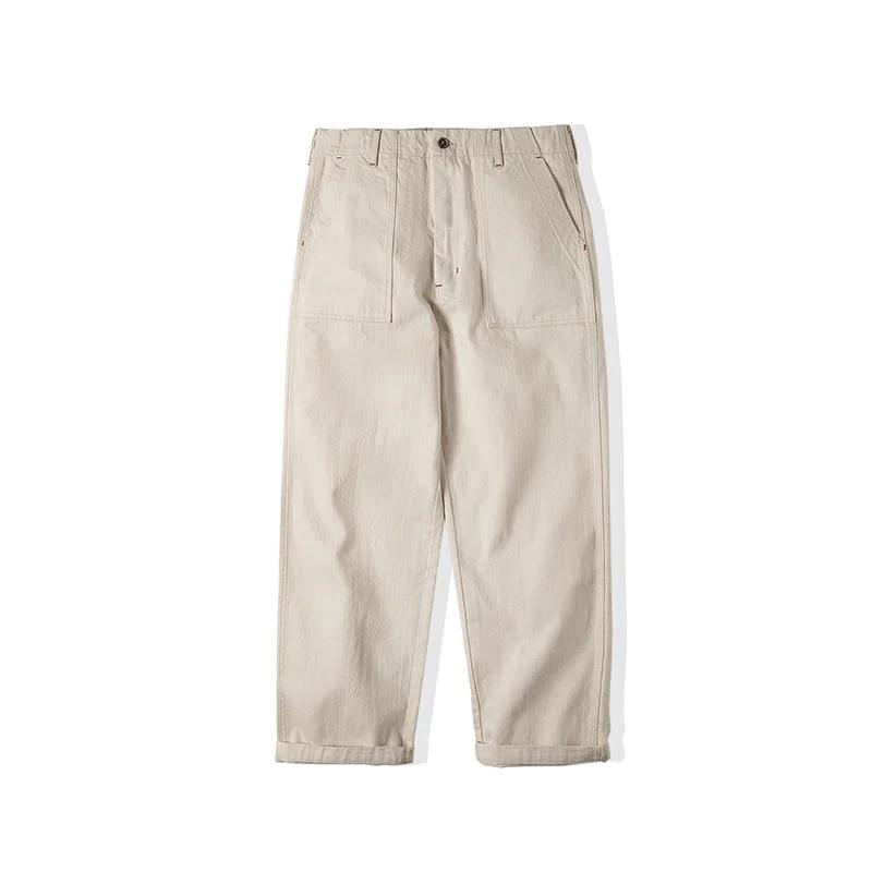 Maden Vintage 11,2 oz blanc coton coq jean décontracté coupe ample pantalon droit pour hommes printe
