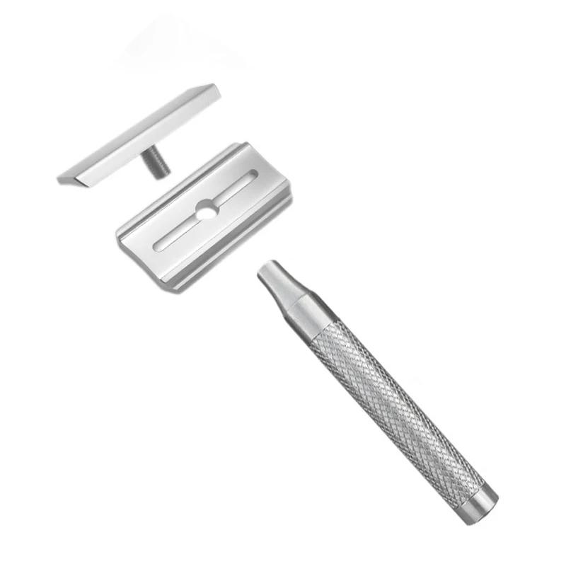 Rasoir manuel double face en acier inoxydable pour homme, poignée confortable pour un rasage en douc