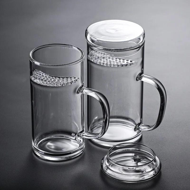 Tasse à thé vert en verre résistant à la chaleur avec filtre en croissant, tasse à thé domestique, f