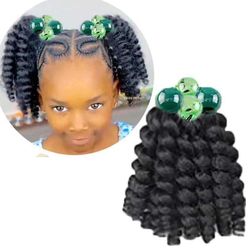 Extension de queue de cheval tressée pour enfants avec boules élastiques, perruques noires pour fill