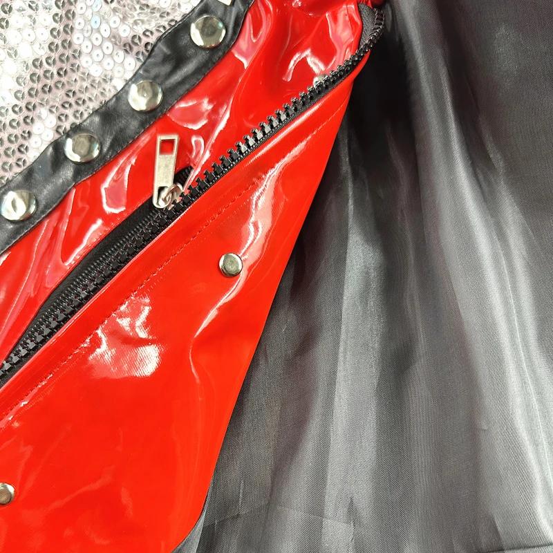 Rare MJ Michael Jackson Style Rouge Cuir Beat It Veste pour Adultes Cosplay Imiter XS-4XL