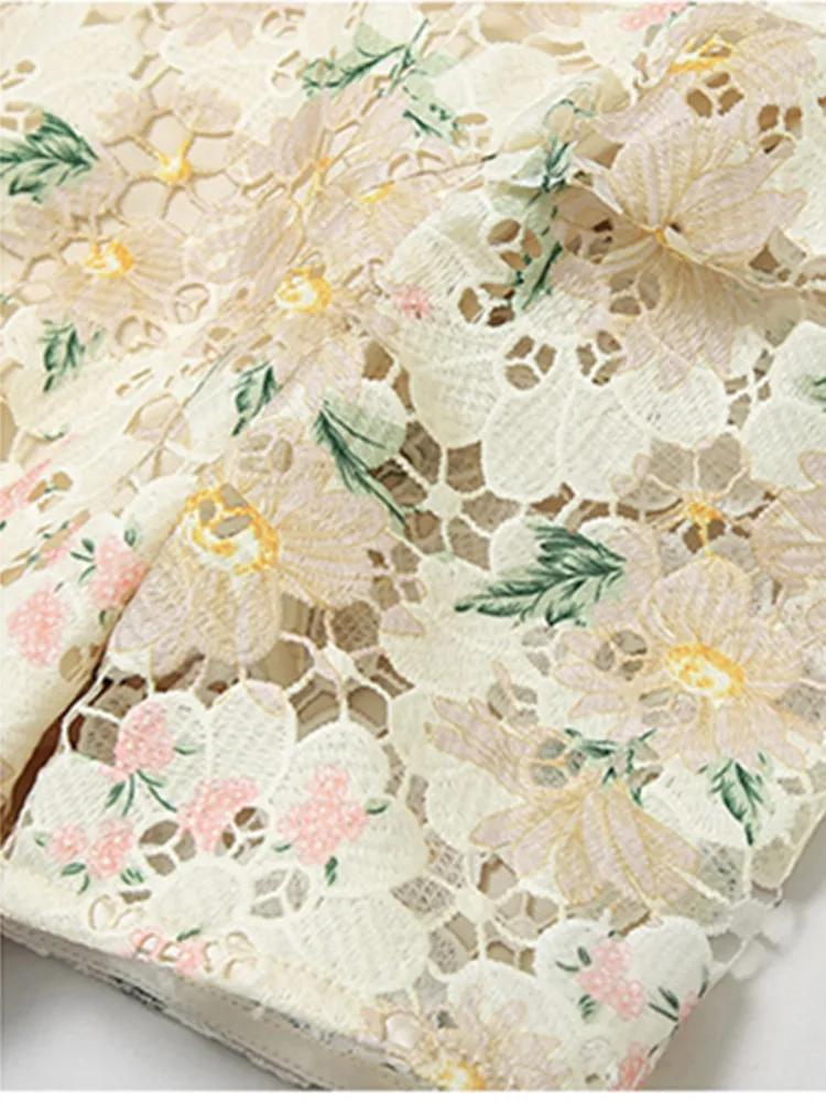 SMTHMA-Robe ajourée en dentelle brodée pour femme, manches courtes, vêtements féminins élégants, nou