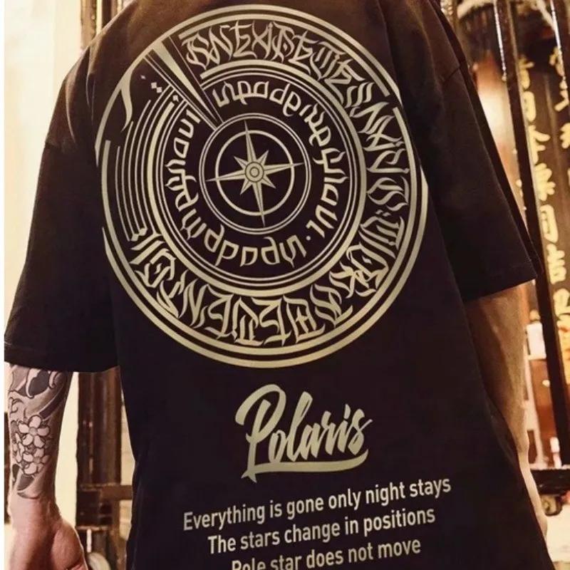 8XL coupe ample à la mode à la mode nouveau T-shirt imprimé étoile à huit branches avec décontracté 