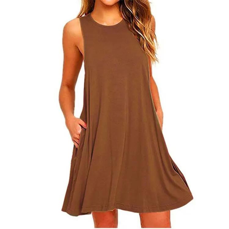 Robe T-Shirt trapèze décontractée pour femmes, Cover-Up de plage avec poches, grande taille, ample, 