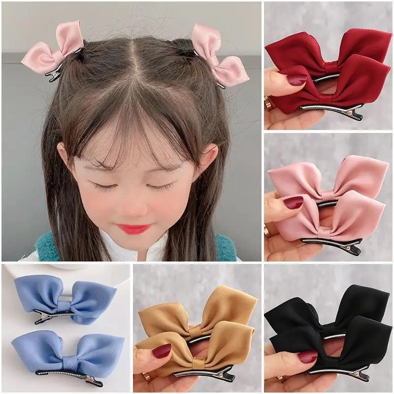 Épingles à cheveux à nœud coréen pour enfants, 2 pièces, couvre-chef doux et mignon pour filles, Bar