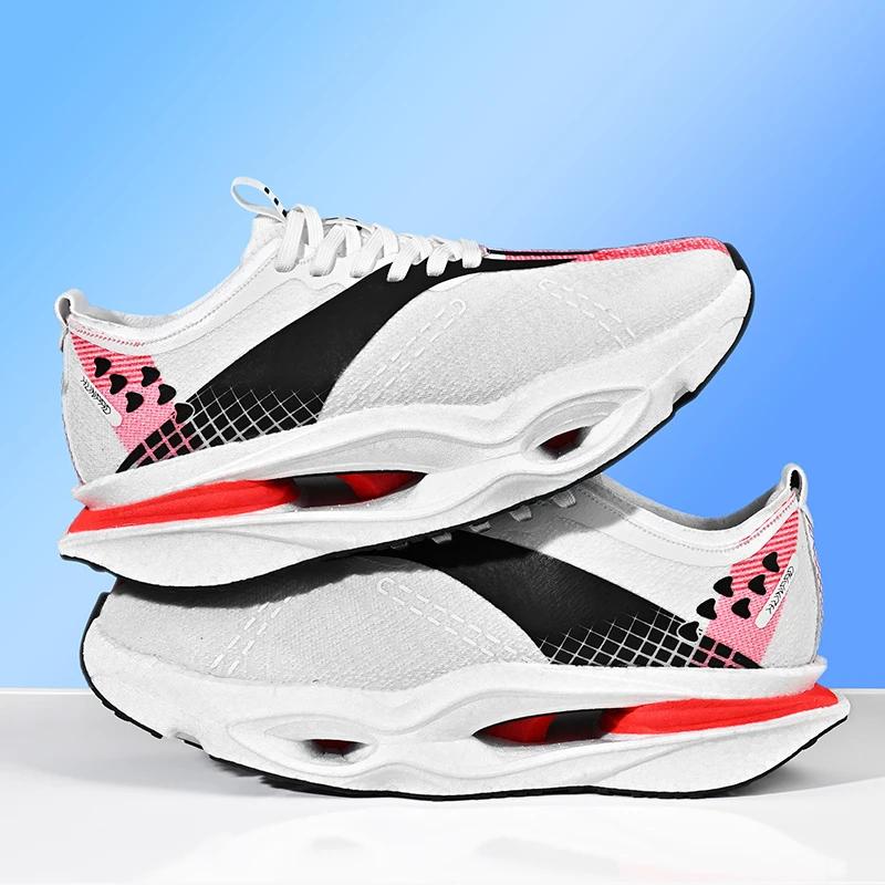 Chaussures de course pour hommes avec plaque en carbone et coussin d'air, respirantes, légères, conf