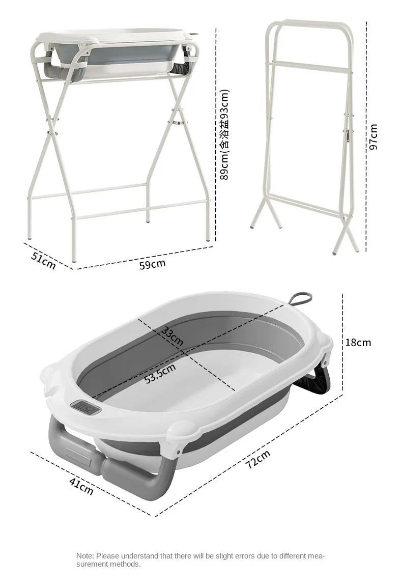 Baignoire pour bébé avec support et ensemble thermosensible, support de baignoire pliable avec capac