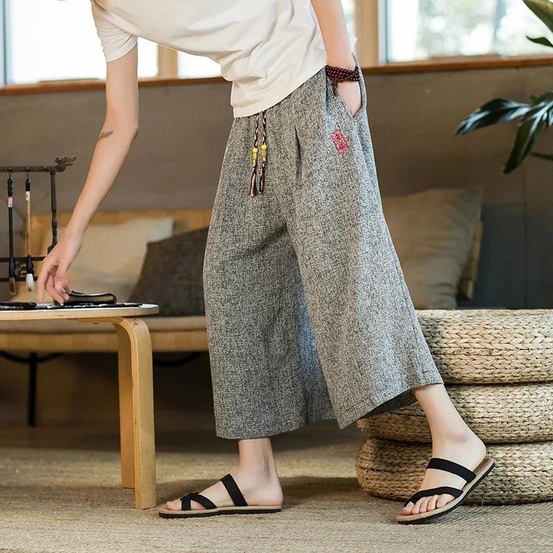 Pantalon Kimono de Style japonais pour hommes, pantalon de bain, samouraï japonais Harajuku, short a