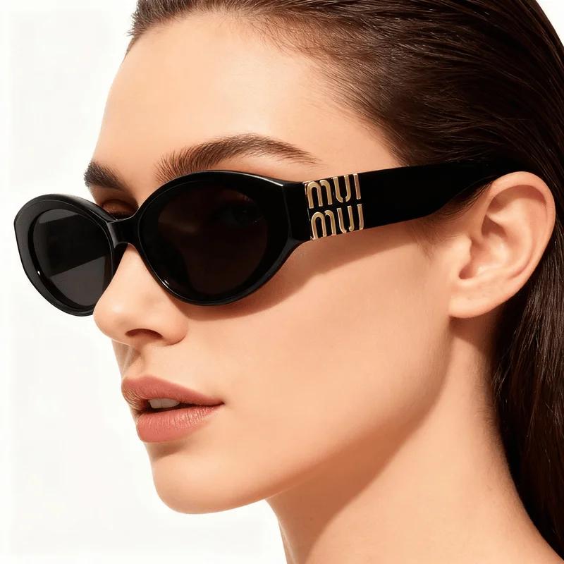 Lunettes de soleil Glamour de luxe pour femmes et hommes, ovales, minimalistes, marque de mode, unis