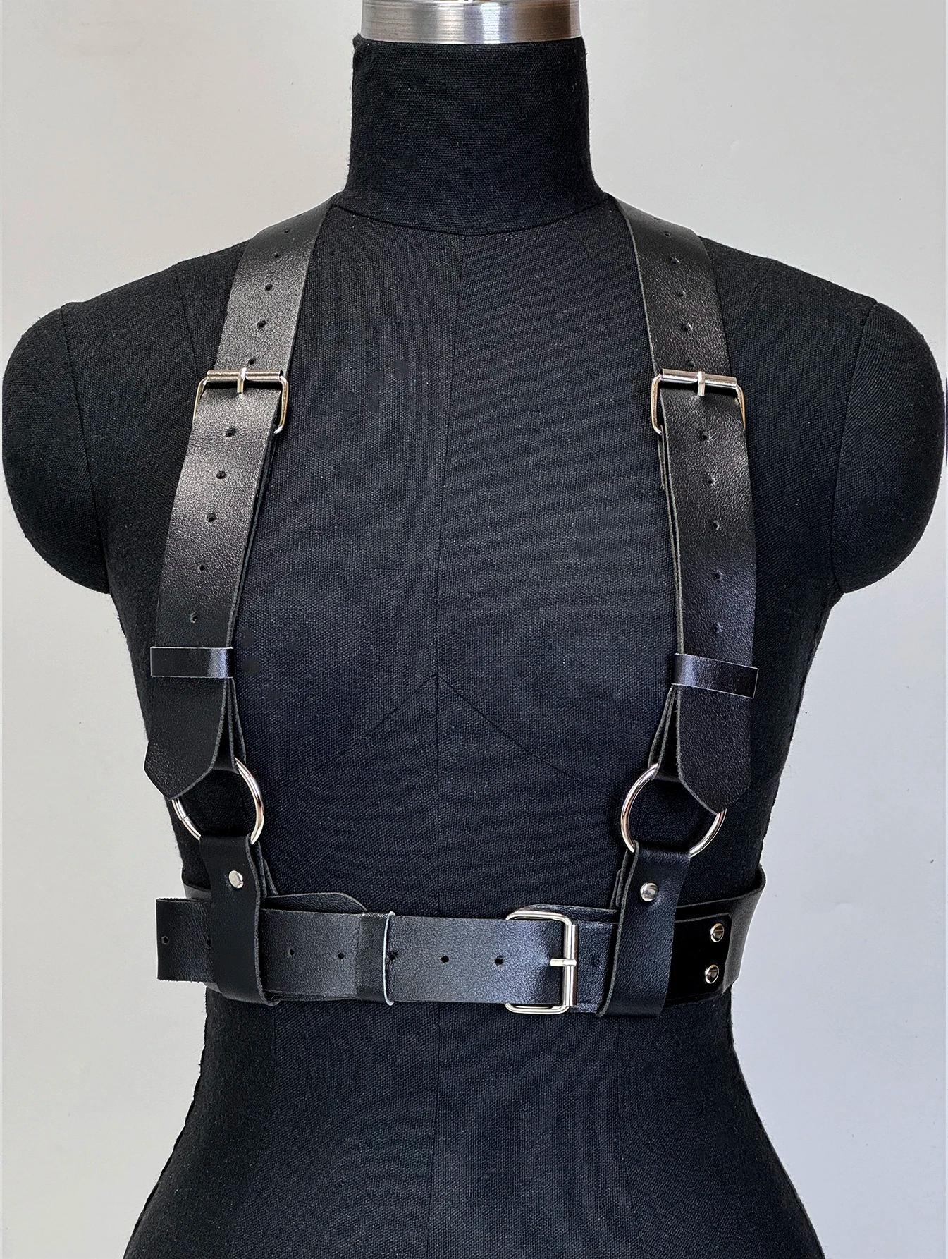 Harnais en cuir PU pour femmes, ceinture de taille Punk cloutée, sangles de harnais décoratives, bre