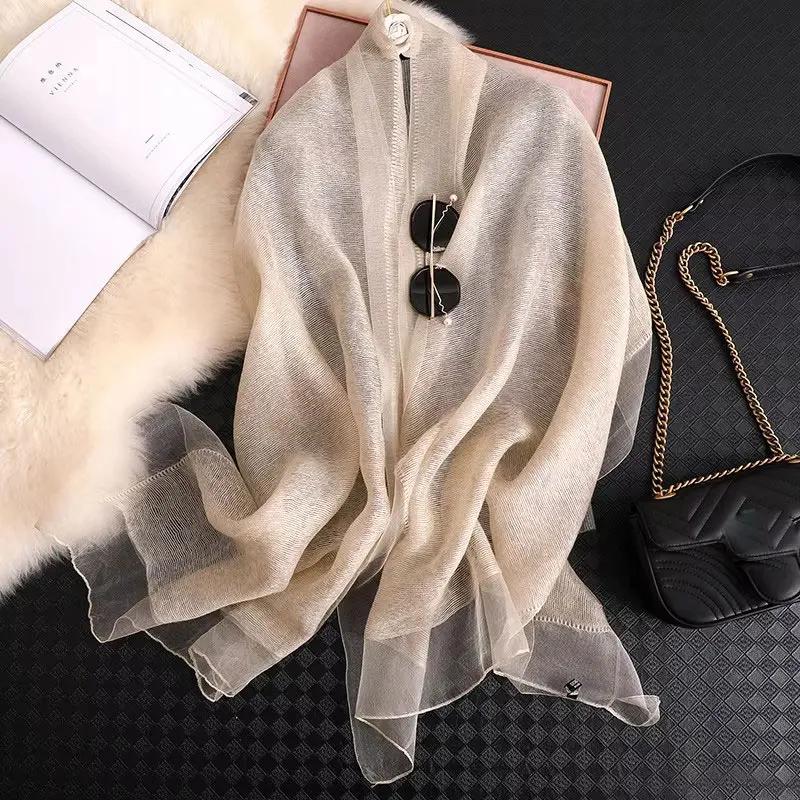 Injwool-Écharpe de Marque pour Femme, Foulard Solide, Pashmina, Châles et Round Big Size, Serviette 